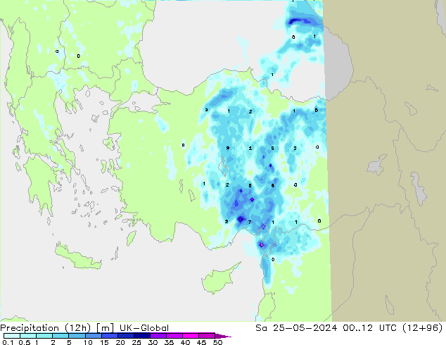 Yağış (12h) UK-Global Cts 25.05.2024 12 UTC