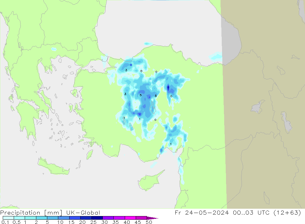 Precipitation UK-Global Fr 24.05.2024 03 UTC