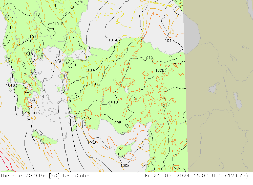 Theta-e 700hPa UK-Global vr 24.05.2024 15 UTC