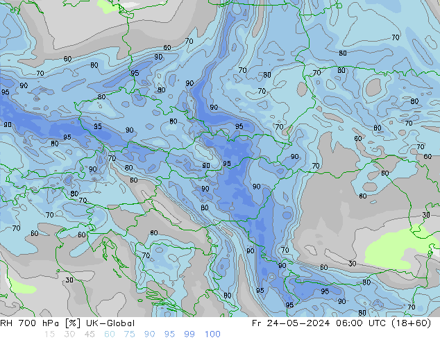 RH 700 hPa UK-Global Fr 24.05.2024 06 UTC