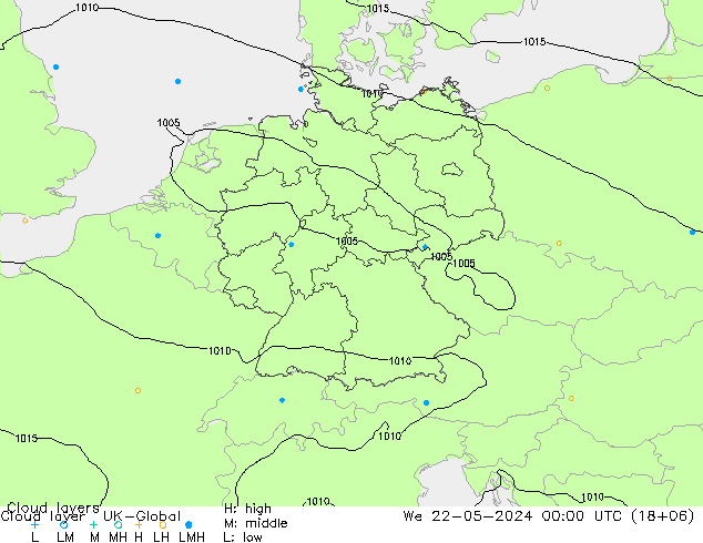 Cloud layer UK-Global We 22.05.2024 00 UTC
