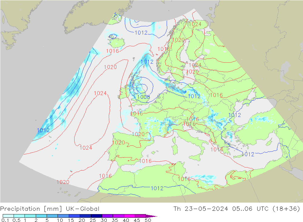 precipitação UK-Global Qui 23.05.2024 06 UTC