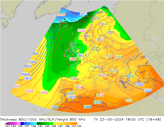 Thck 850-1000 hPa UK-Global Th 23.05.2024 18 UTC