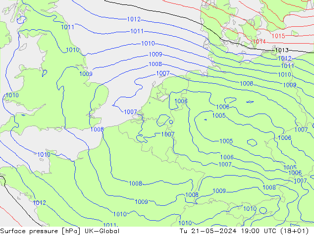 pression de l'air UK-Global mar 21.05.2024 19 UTC