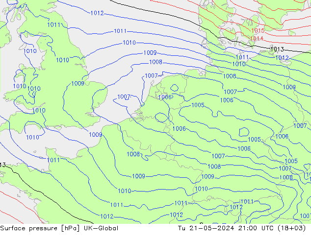 Presión superficial UK-Global mar 21.05.2024 21 UTC