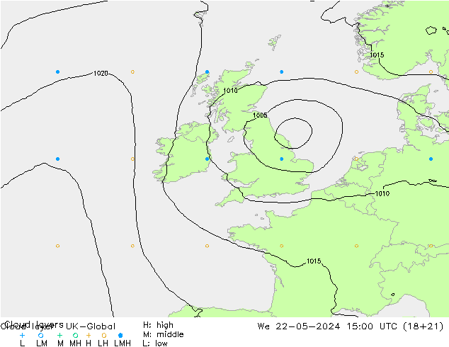 Cloud layer UK-Global mer 22.05.2024 15 UTC