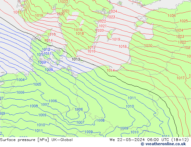 приземное давление UK-Global ср 22.05.2024 06 UTC