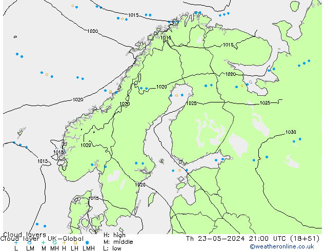 Cloud layer UK-Global Th 23.05.2024 21 UTC