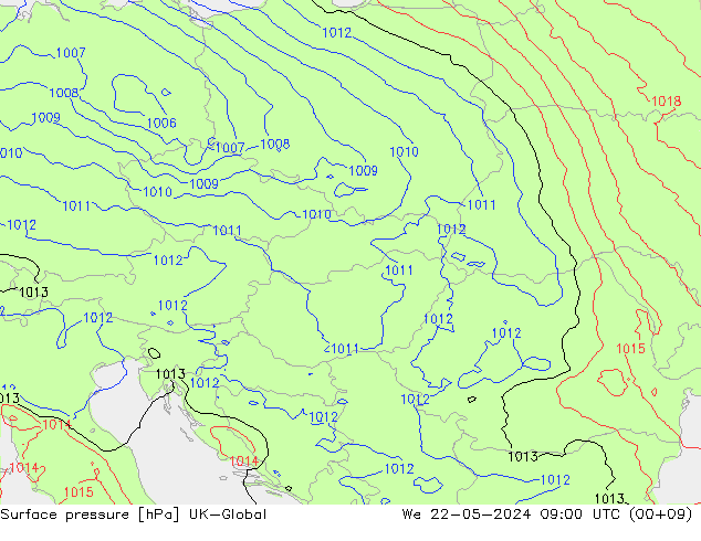 pression de l'air UK-Global mer 22.05.2024 09 UTC