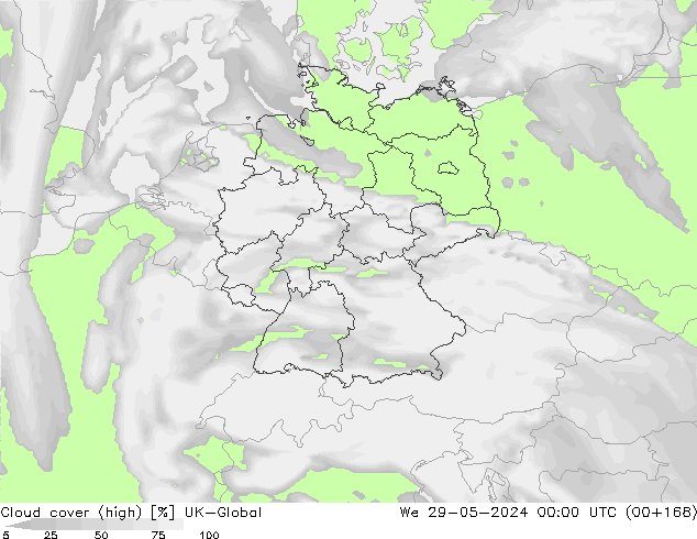 Nuages (élevé) UK-Global mer 29.05.2024 00 UTC