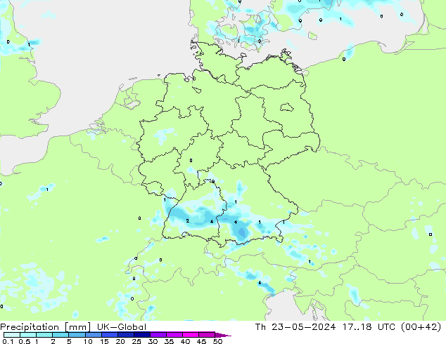Precipitation UK-Global Th 23.05.2024 18 UTC