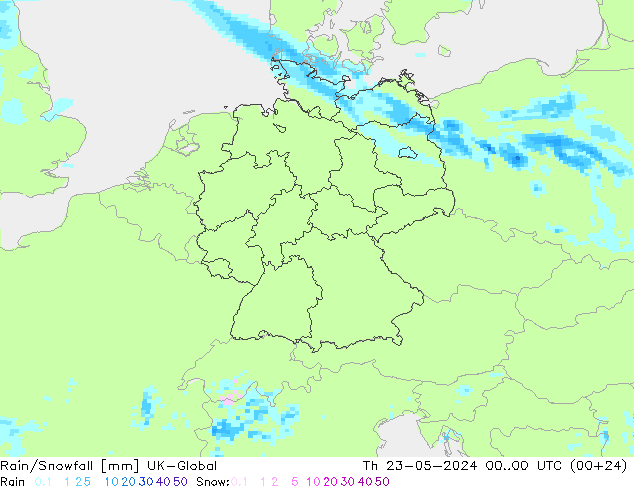 Rain/Snowfall UK-Global  23.05.2024 00 UTC