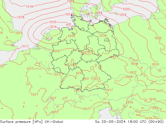 pressão do solo UK-Global Sáb 25.05.2024 18 UTC