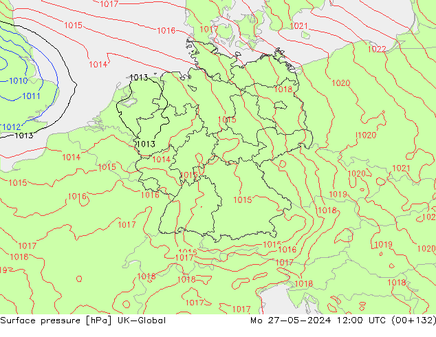 Atmosférický tlak UK-Global Po 27.05.2024 12 UTC