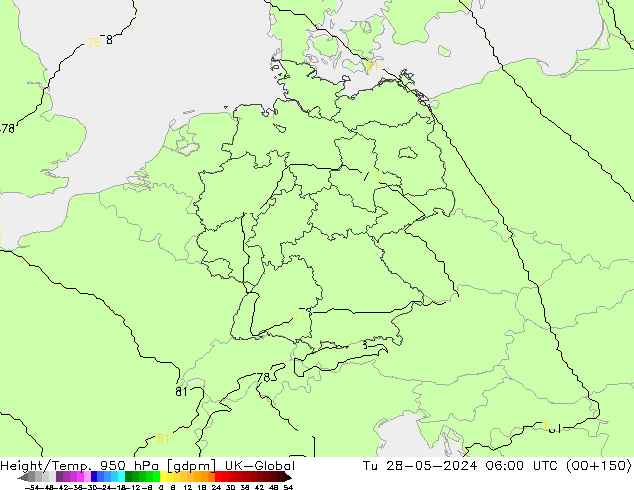 Height/Temp. 950 hPa UK-Global wto. 28.05.2024 06 UTC