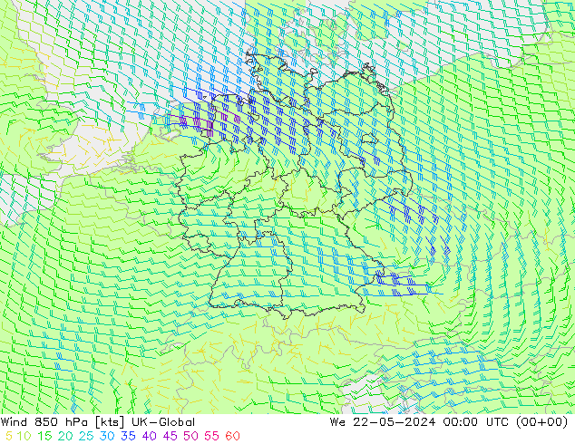 Rüzgar 850 hPa UK-Global Çar 22.05.2024 00 UTC