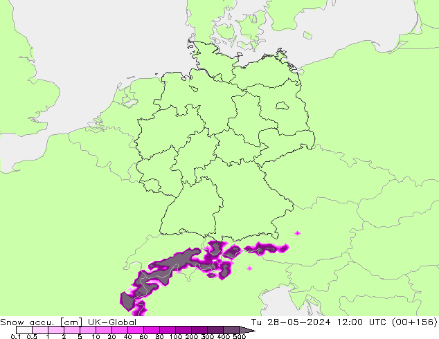 Totale sneeuw UK-Global di 28.05.2024 12 UTC