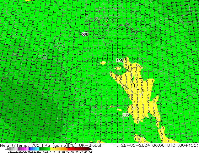 Hoogte/Temp. 700 hPa UK-Global di 28.05.2024 06 UTC