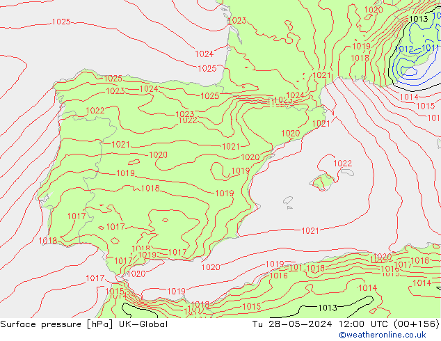 pression de l'air UK-Global mar 28.05.2024 12 UTC