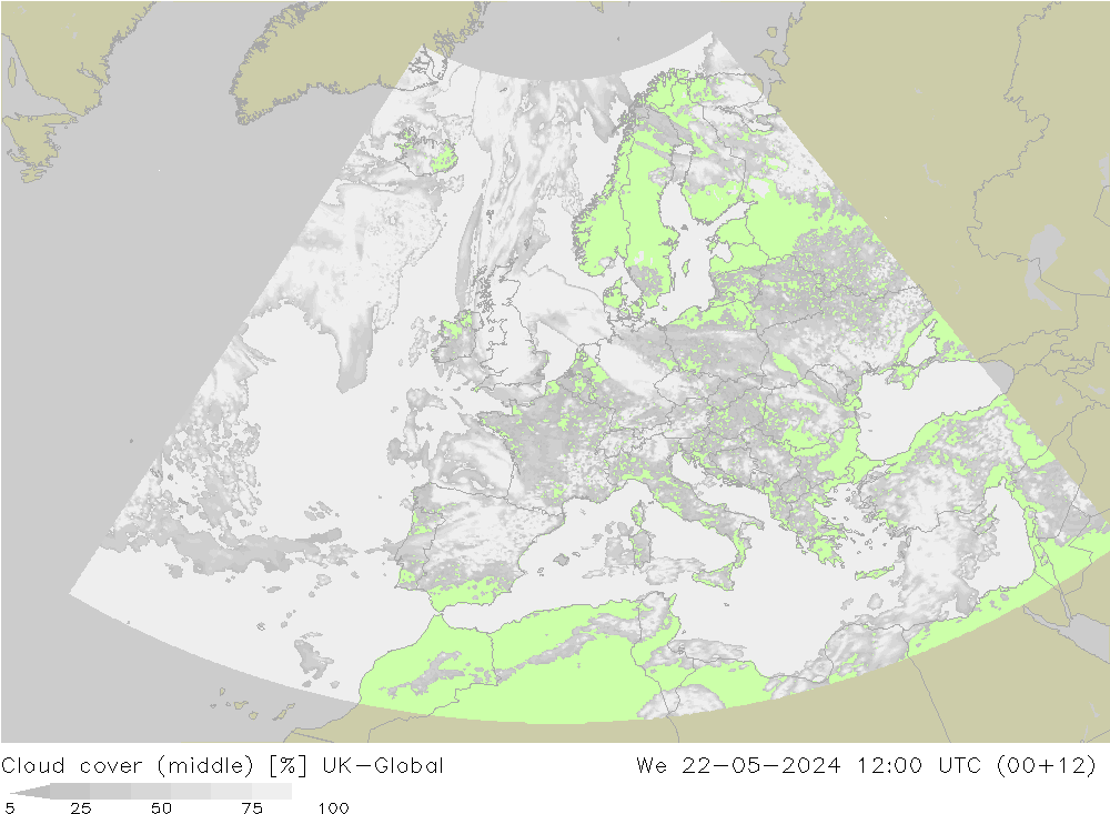 oblačnosti uprostřed UK-Global St 22.05.2024 12 UTC