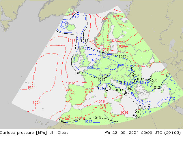 Luchtdruk (Grond) UK-Global wo 22.05.2024 03 UTC