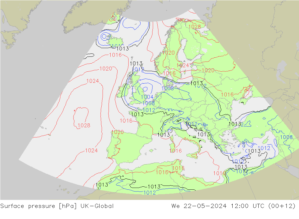 Atmosférický tlak UK-Global St 22.05.2024 12 UTC