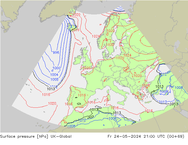 приземное давление UK-Global пт 24.05.2024 21 UTC