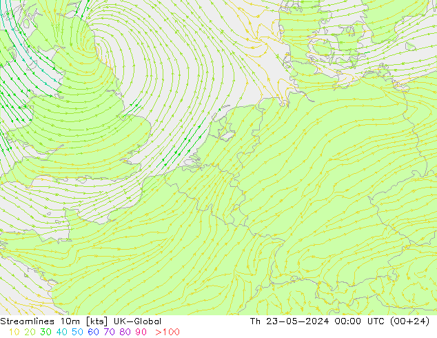风 10m UK-Global 星期四 23.05.2024 00 UTC