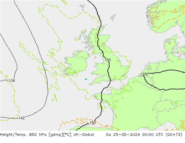 Geop./Temp. 850 hPa UK-Global sáb 25.05.2024 00 UTC