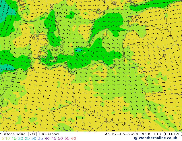Surface wind UK-Global Po 27.05.2024 00 UTC
