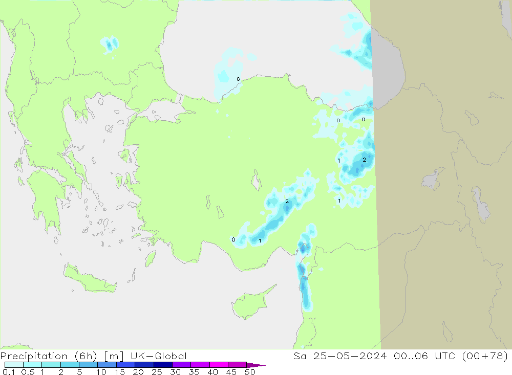 Precipitation (6h) UK-Global Sa 25.05.2024 06 UTC
