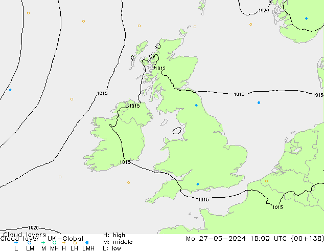 Cloud layer UK-Global Mo 27.05.2024 18 UTC