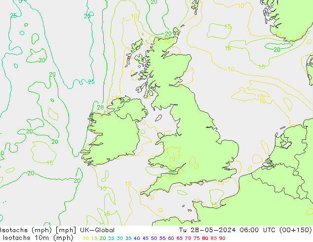 Isotachs (mph) UK-Global mar 28.05.2024 06 UTC