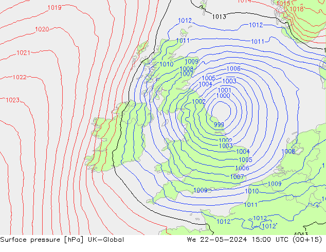 Yer basıncı UK-Global Çar 22.05.2024 15 UTC