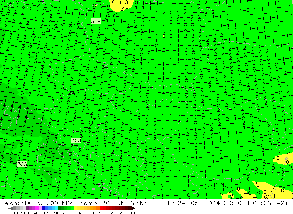 Height/Temp. 700 гПа UK-Global пт 24.05.2024 00 UTC