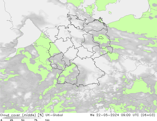 Nubes medias UK-Global mié 22.05.2024 09 UTC