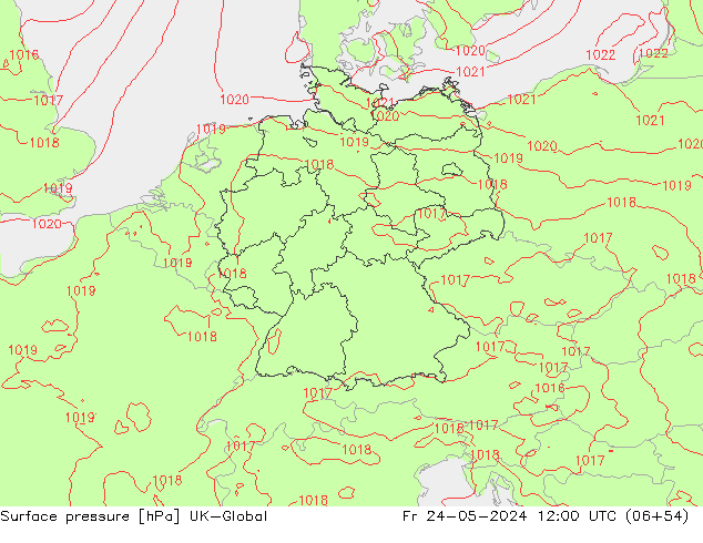 Atmosférický tlak UK-Global Pá 24.05.2024 12 UTC