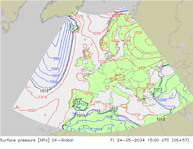 Atmosférický tlak UK-Global Pá 24.05.2024 15 UTC