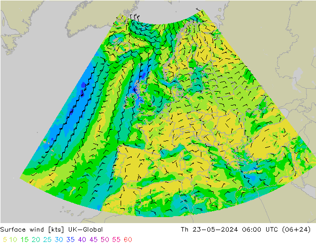 ветер 10 m UK-Global чт 23.05.2024 06 UTC