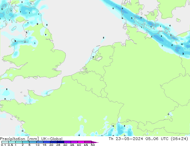 降水 UK-Global 星期四 23.05.2024 06 UTC