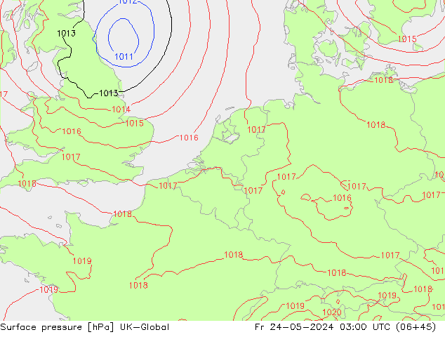 приземное давление UK-Global пт 24.05.2024 03 UTC