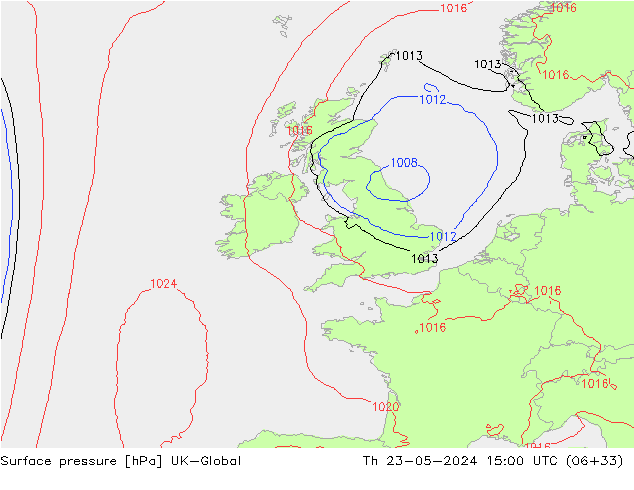 приземное давление UK-Global чт 23.05.2024 15 UTC