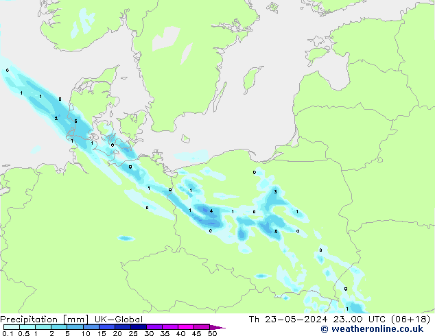 Srážky UK-Global Čt 23.05.2024 00 UTC