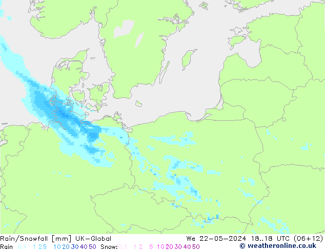 Rain/Snowfall UK-Global St 22.05.2024 18 UTC