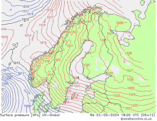 Atmosférický tlak UK-Global St 22.05.2024 18 UTC