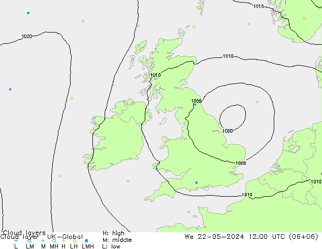 Cloud layer UK-Global St 22.05.2024 12 UTC