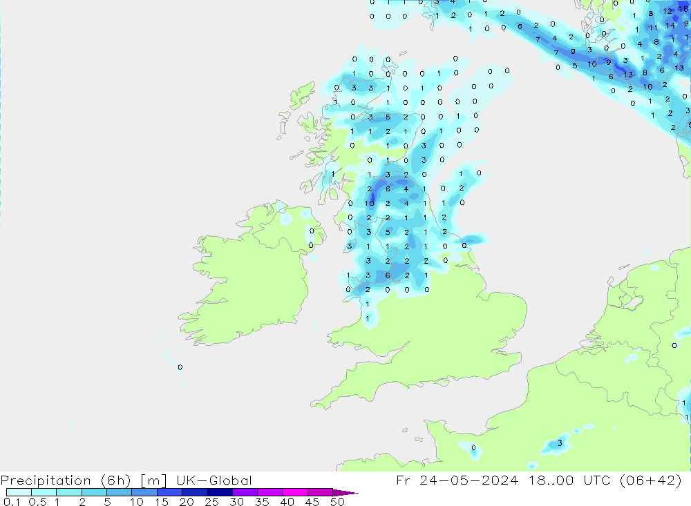 Yağış (6h) UK-Global Cu 24.05.2024 00 UTC