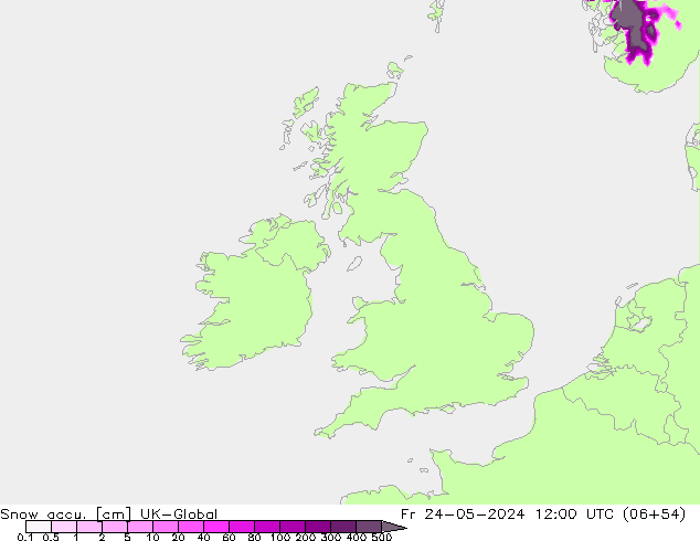 Snow accu. UK-Global Fr 24.05.2024 12 UTC