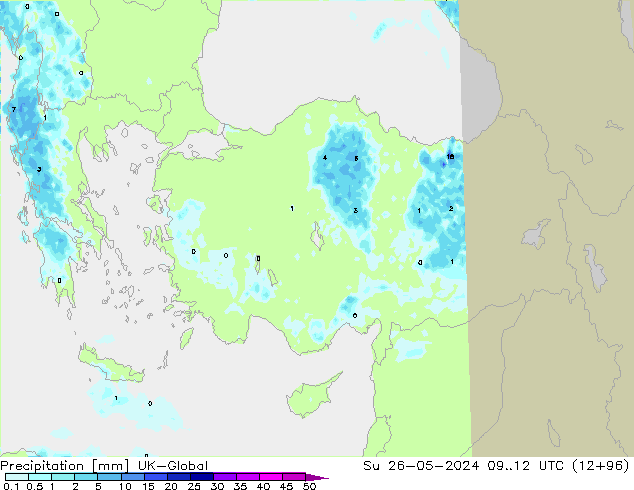 Yağış UK-Global Paz 26.05.2024 12 UTC