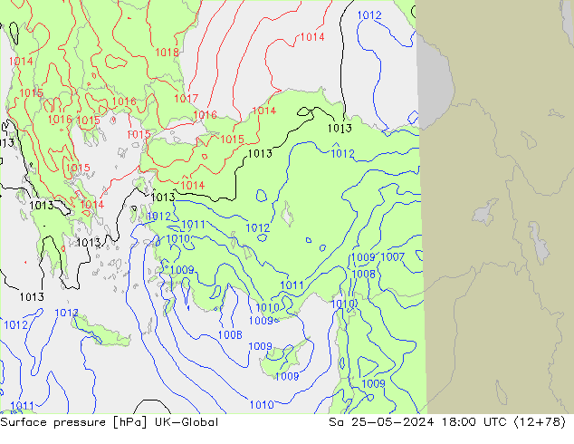Surface pressure UK-Global Sa 25.05.2024 18 UTC